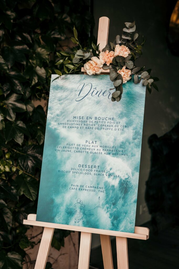 menu de mariage château clair de lune à biarritz par les perles de charlotte